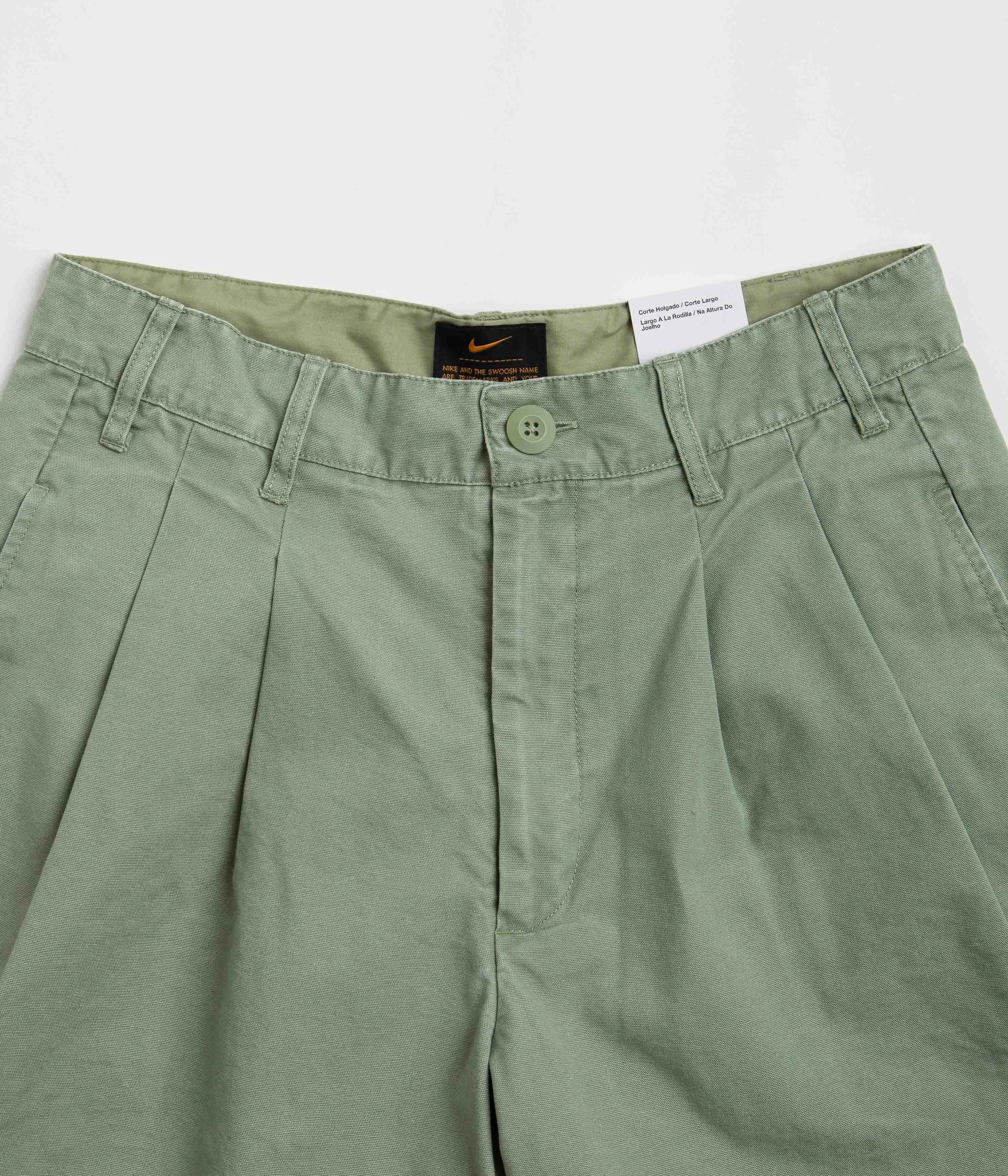 Nike Pleated Chino Shorts - Oil Green / White