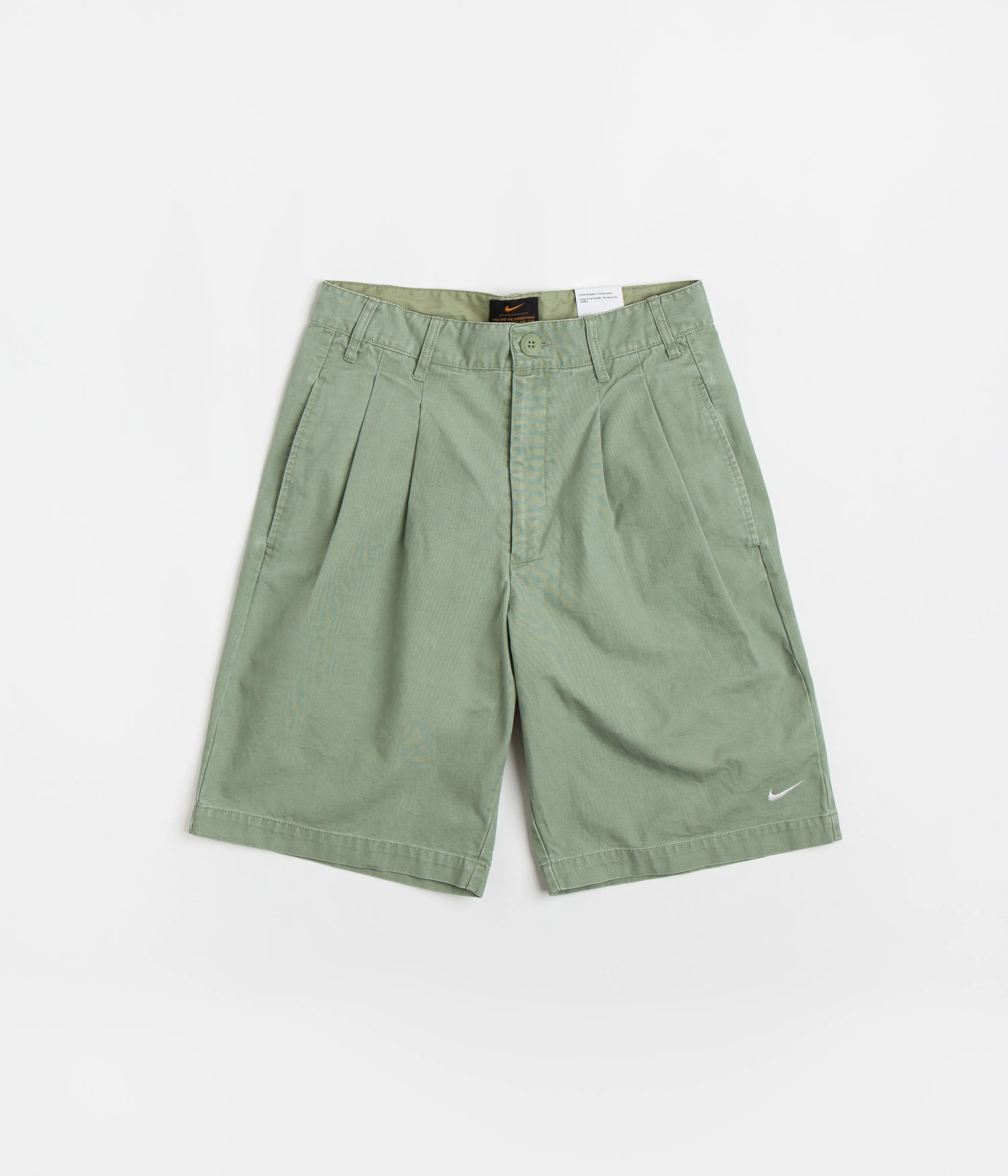 Nike Pleated Chino Shorts - Oil Green / White