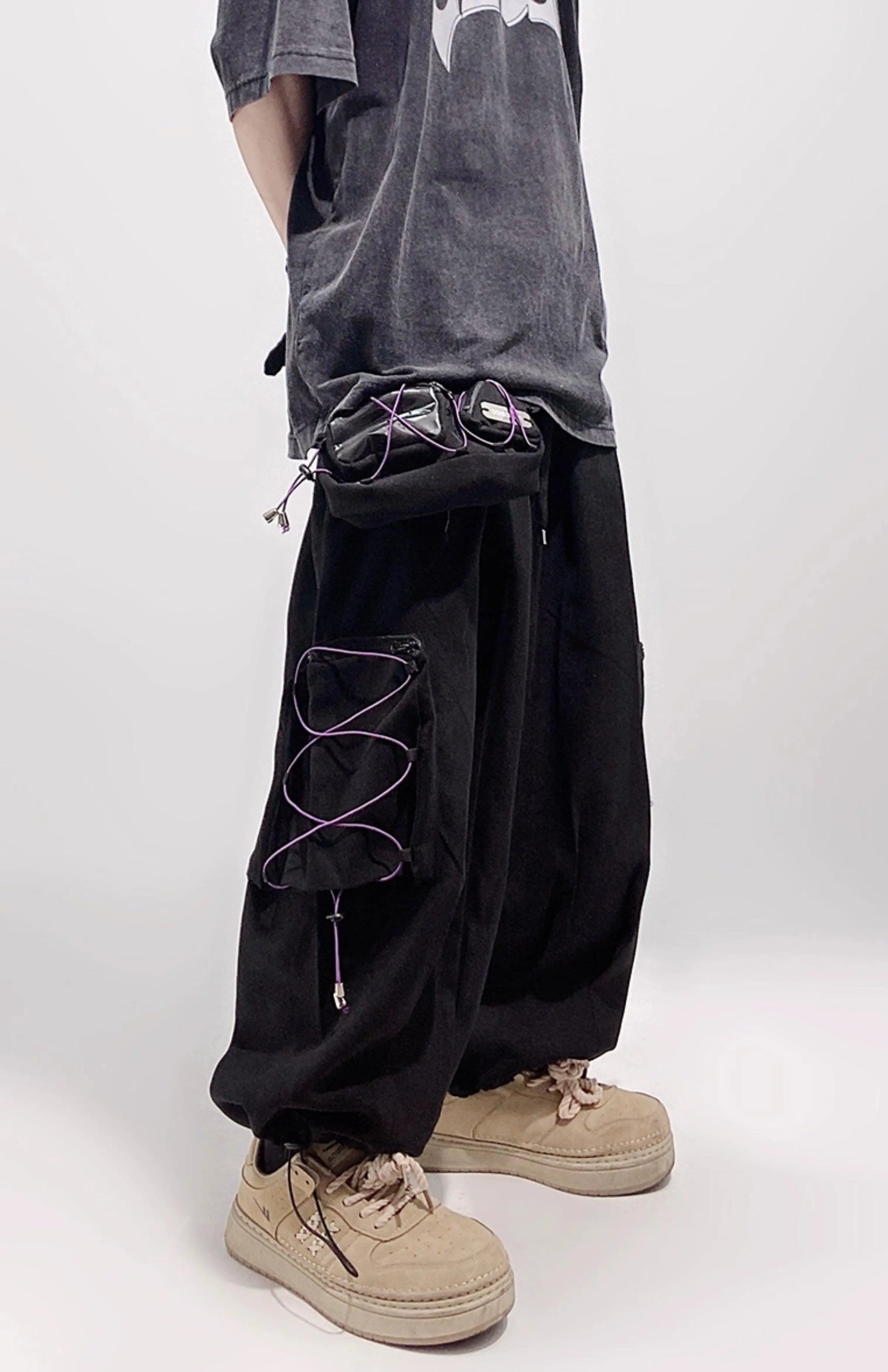 Noir Laced Cargo Pants