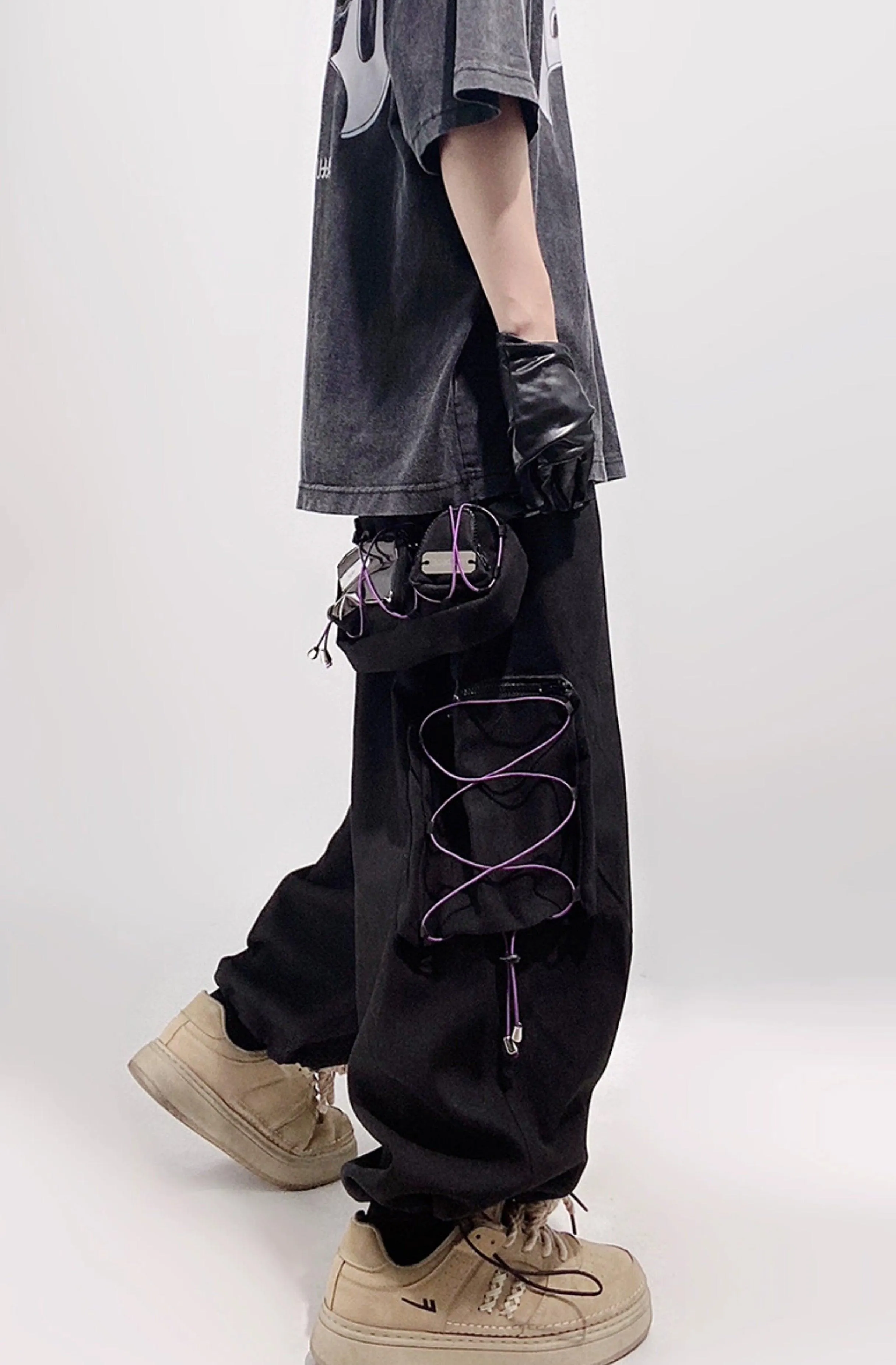 Noir Laced Cargo Pants