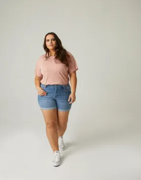 Plus Size Cuffed Denim Shorts