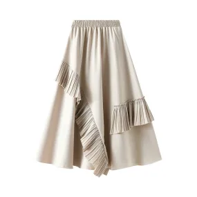 Pre Order:  Ruffle Trim Midi A-Line Skirt