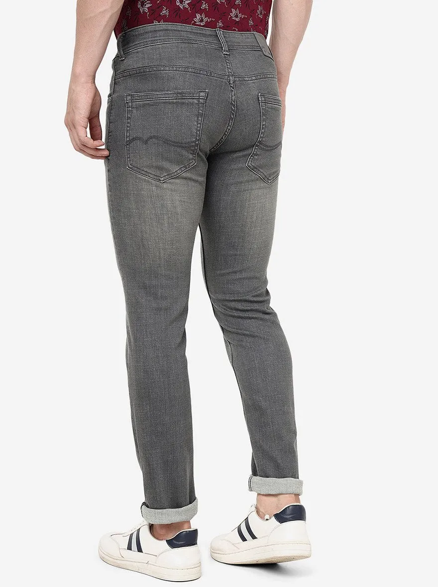 Slate Grey Solid Narrow Fit Jeans | Greenfibre