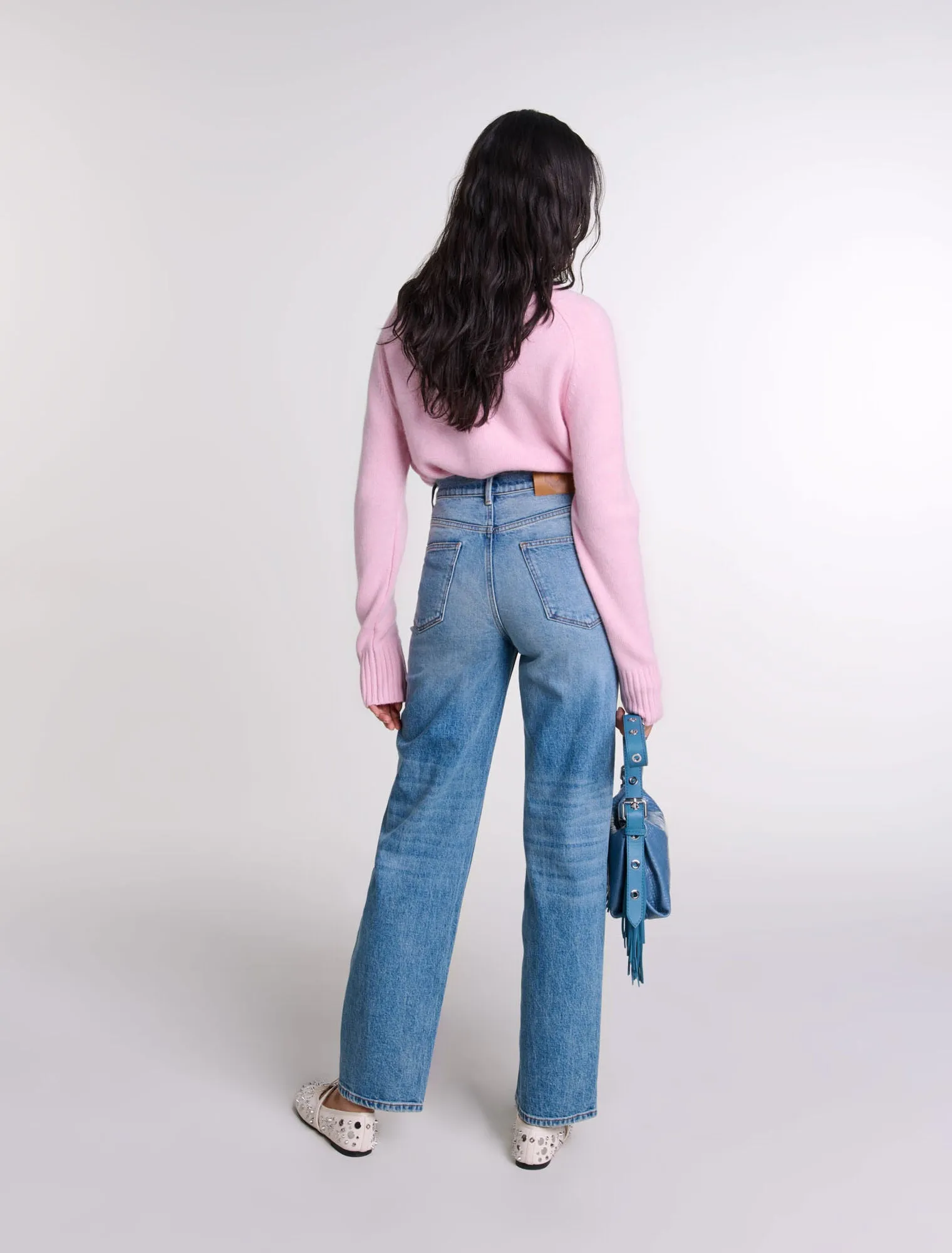 Straight-leg braided detail jeans