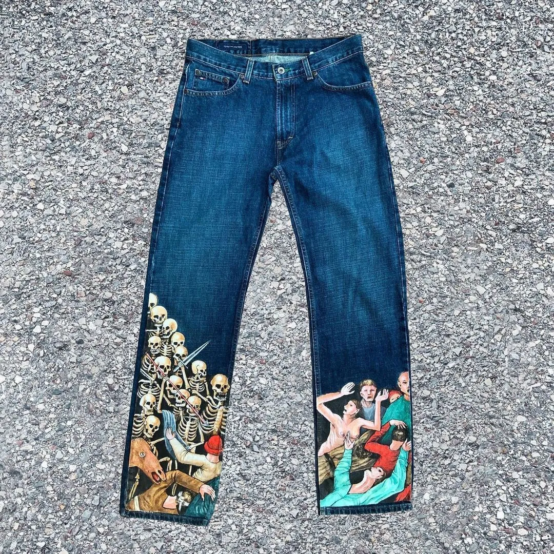 Street retro fashion casual straight-leg jeans