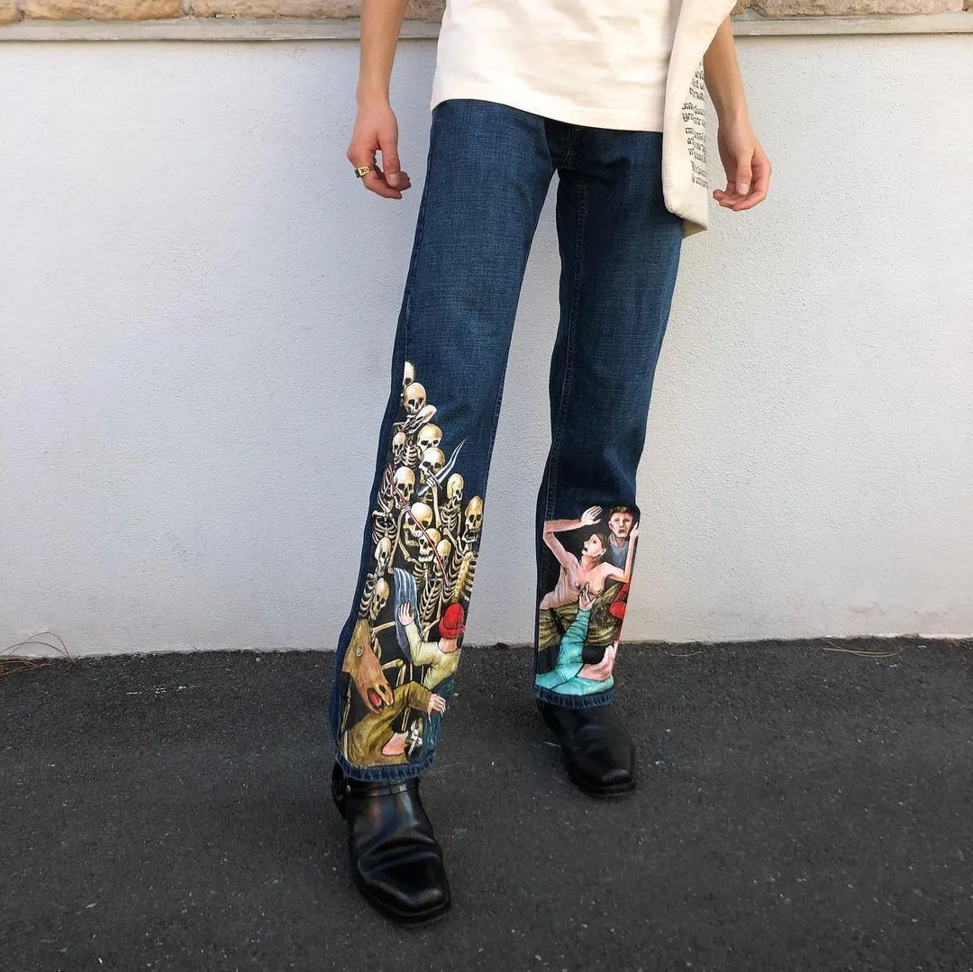 Street retro fashion casual straight-leg jeans