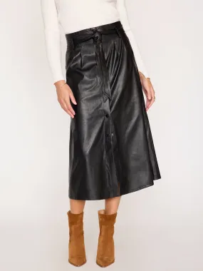 The Teagan Vegan Leather Belted Skirt