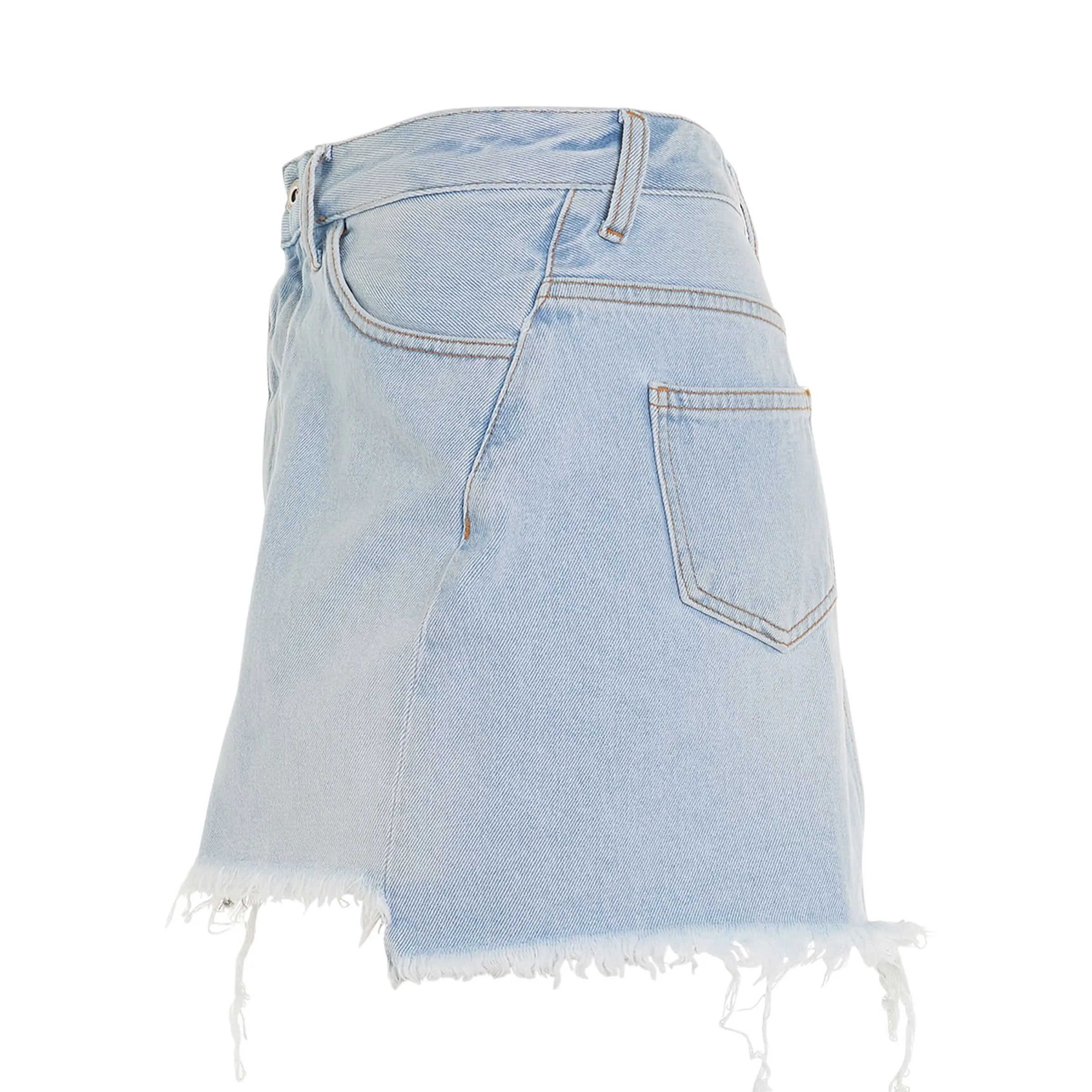 Twisted Bleach Mini Skirt in Light Blue