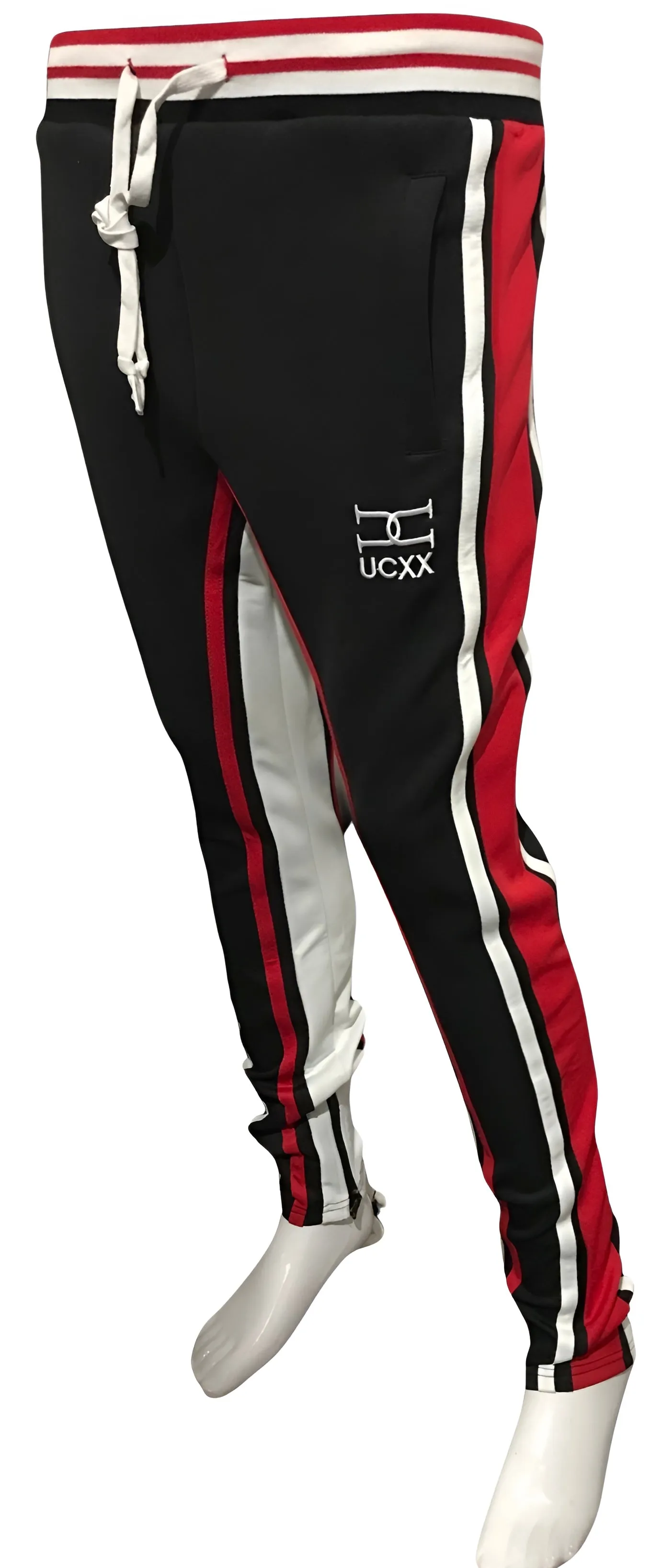 ^UCXX^ (BLACK-MULTI) TRACK PANTS (ANKLE ZIPS)