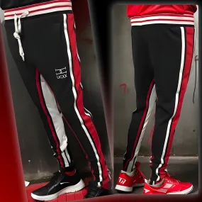 ^UCXX^ (BLACK-MULTI) TRACK PANTS (ANKLE ZIPS)