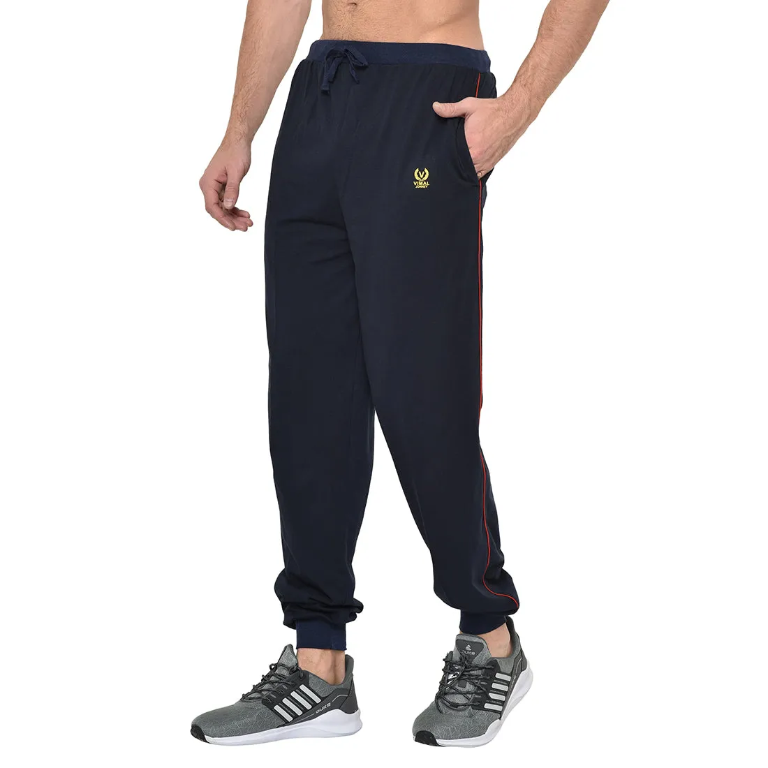 Vimal Jonney Dark Blue Cotton Trackpant For Men's