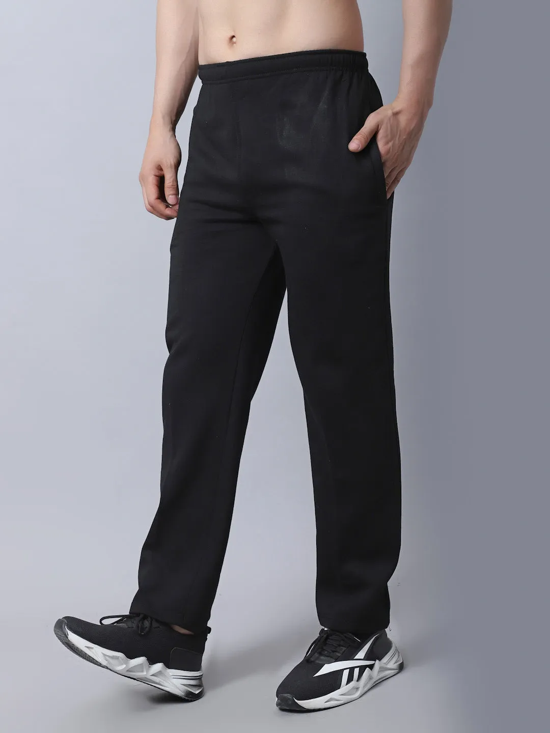 Vimal Jonney Fleece Regular-Fit Black Cotton Trackpant for Men