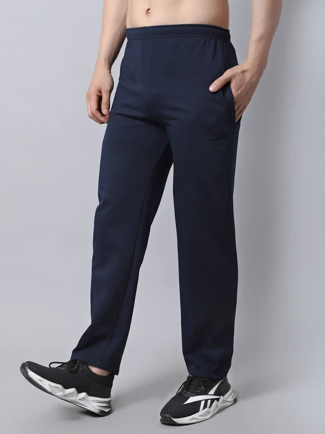 Vimal Jonney Fleece Regular-Fit Navy Blue Cotton Trackpant for Men