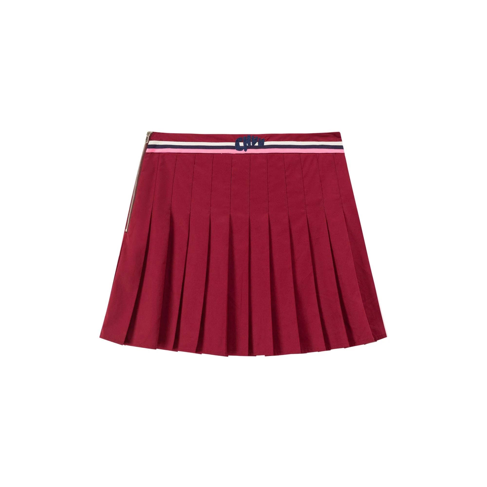 Waist Stripes A-Line Pleated Skirt