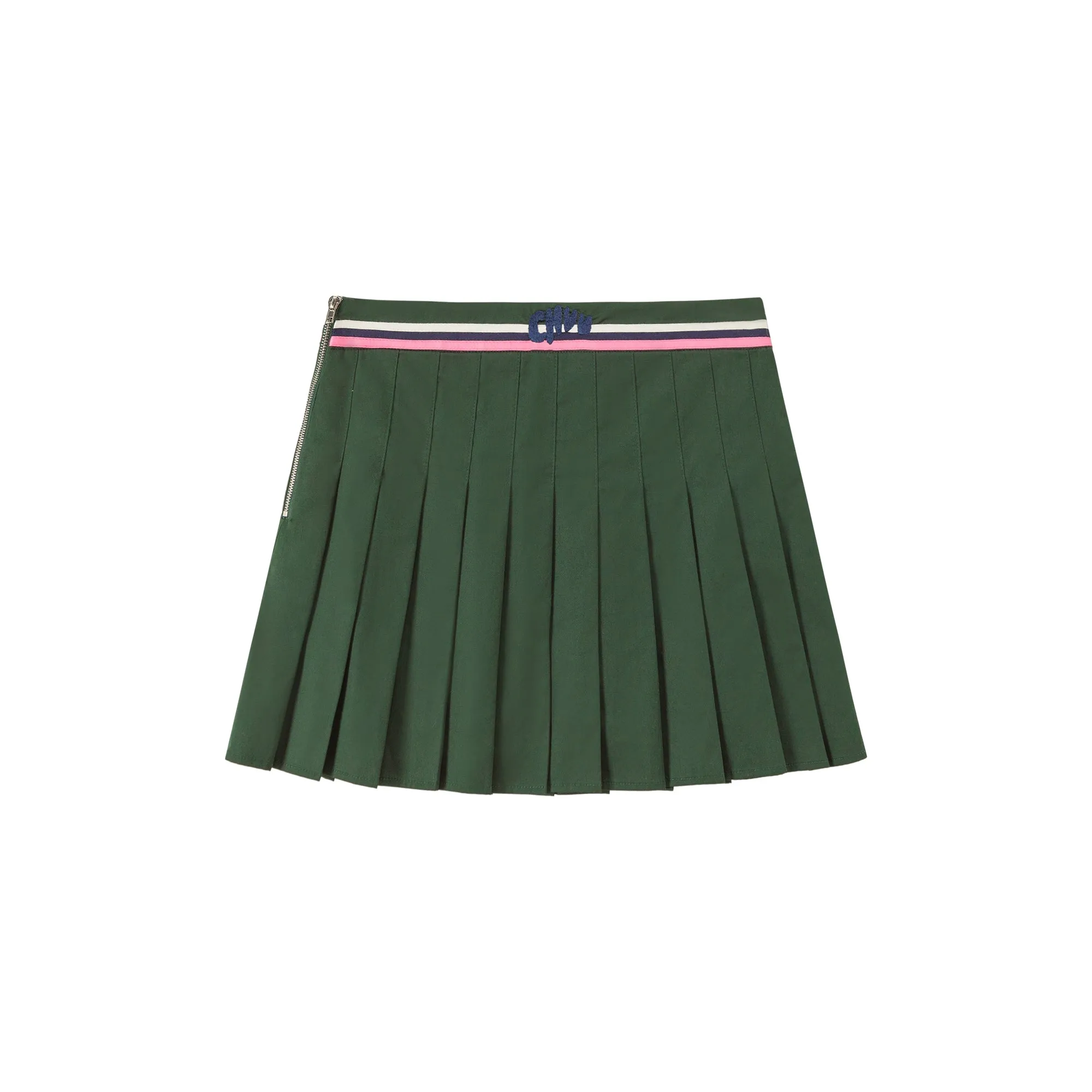 Waist Stripes A-Line Pleated Skirt