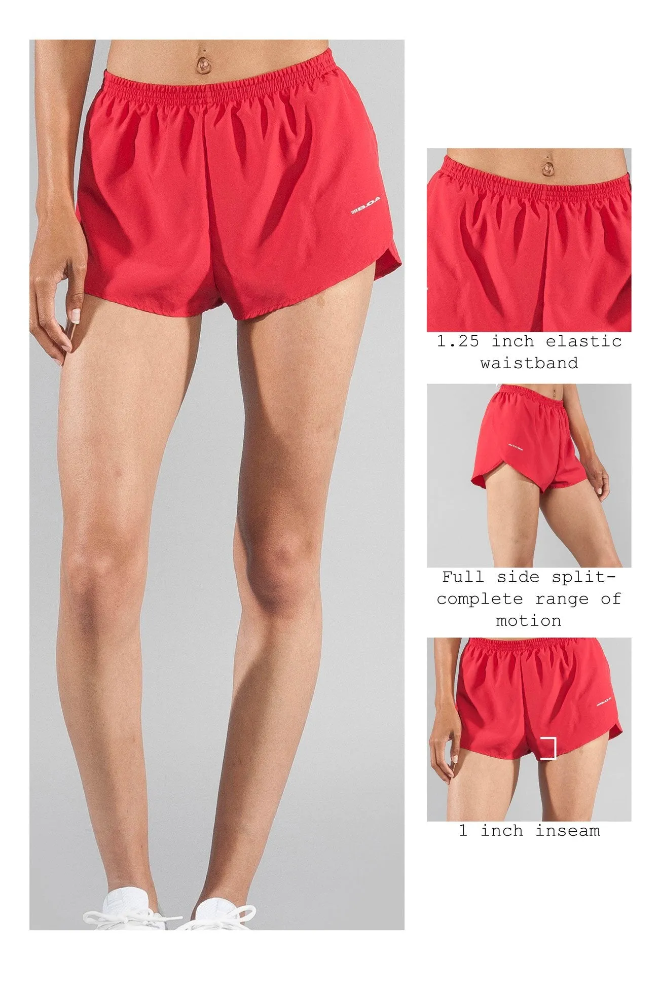 Women's 1" Elite Split Running Shorts- Red