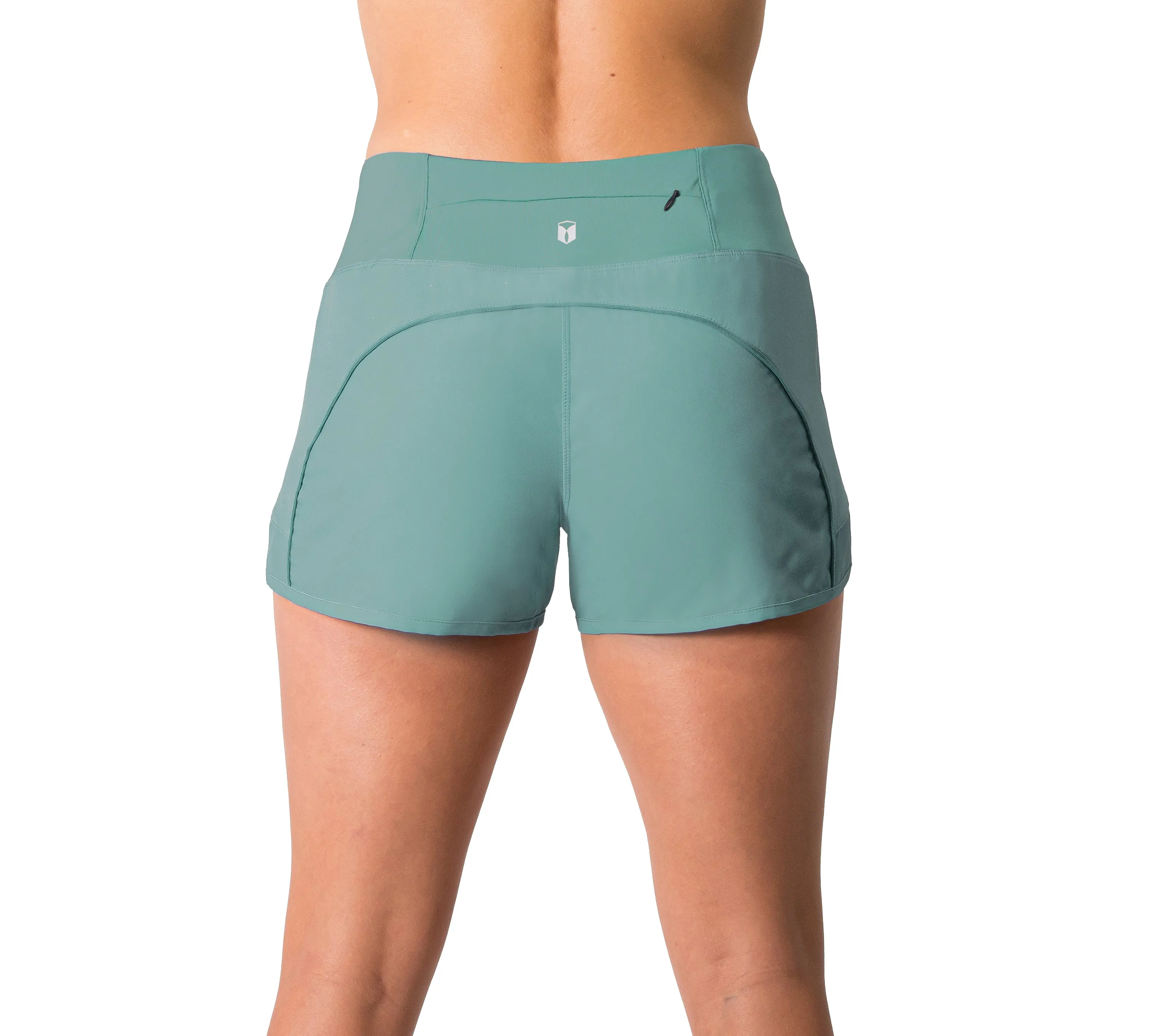 Womens Lightweight Running WOD Volleyball Shorts Workout Mesh Liner Zip Pocket