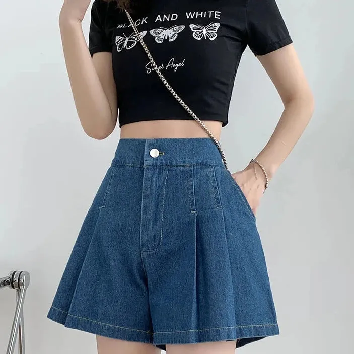 Zane Pleated Denim Shorts