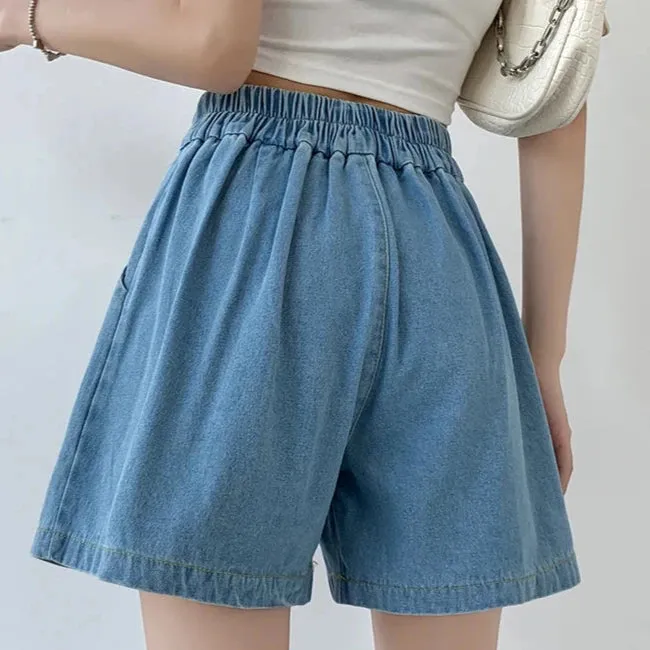 Zane Pleated Denim Shorts