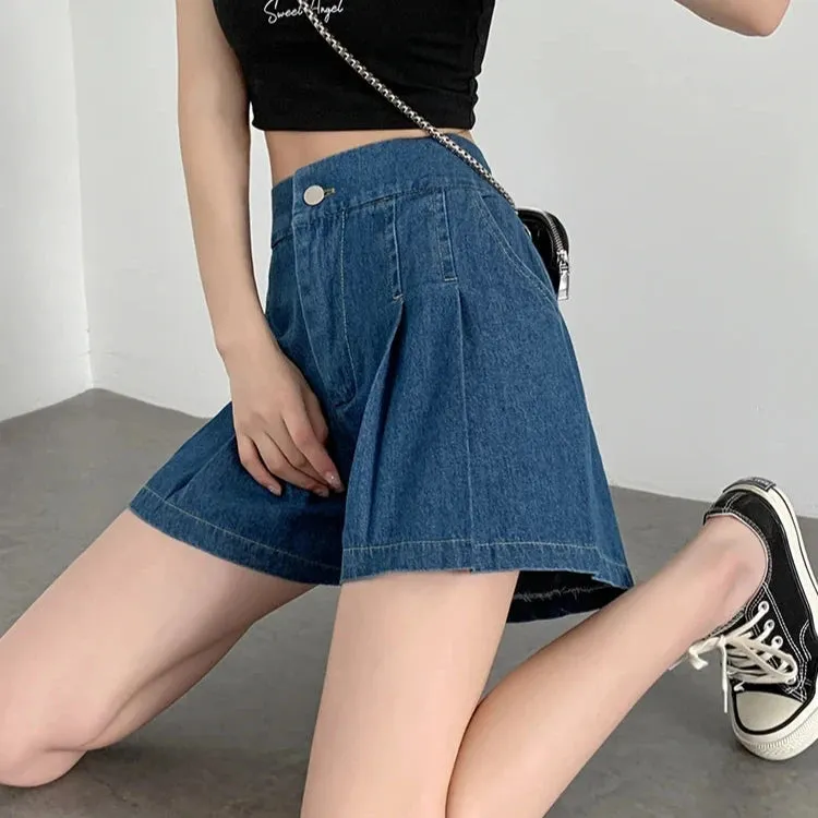 Zane Pleated Denim Shorts