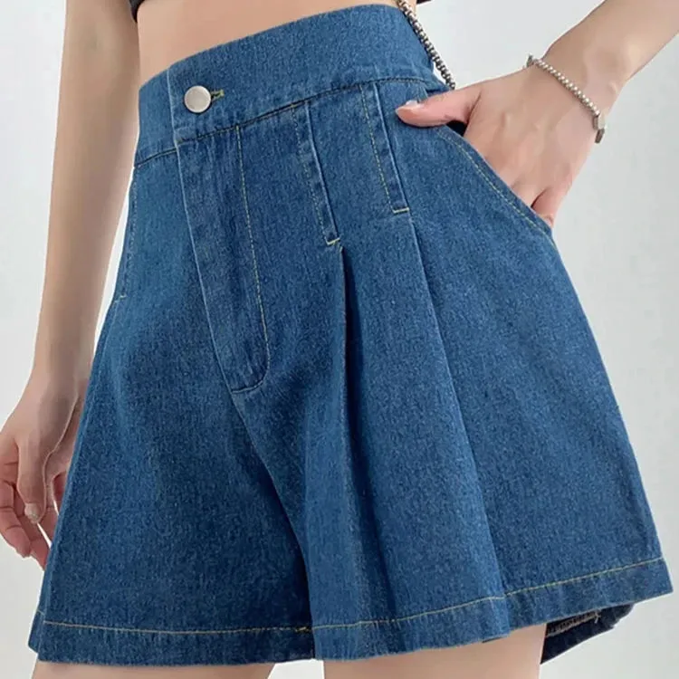 Zane Pleated Denim Shorts