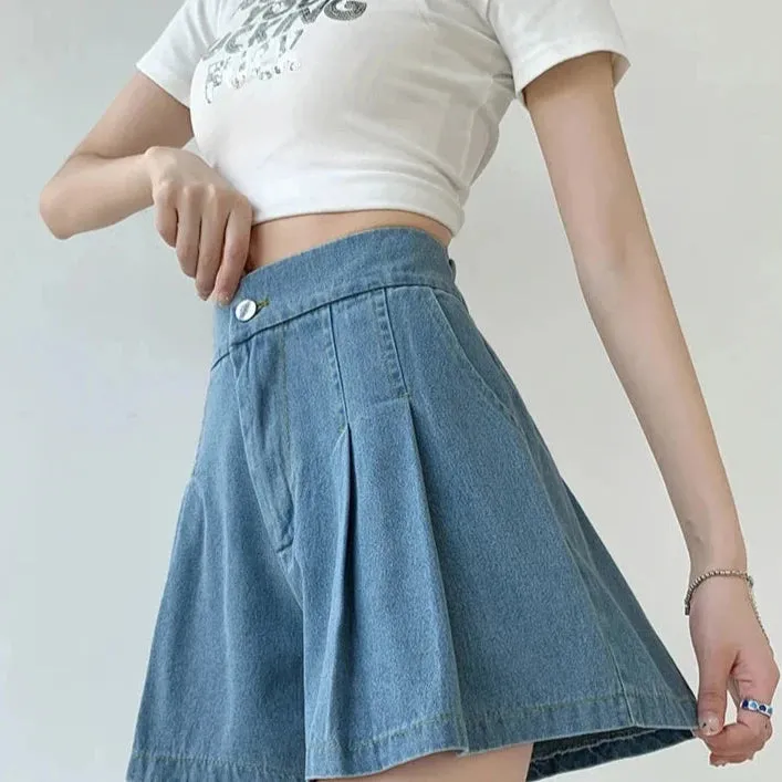 Zane Pleated Denim Shorts